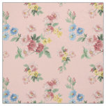 Girly Pastel Floral Customizable - Pink Background Fabric