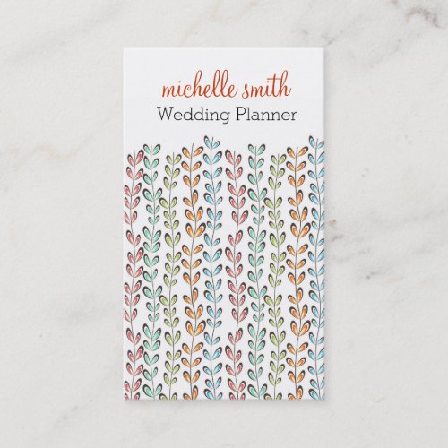Girly pastel ivy leaves florists wedding planner business card