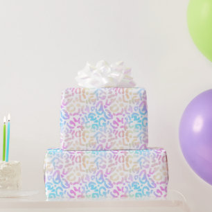 Girly Pastel Leopard Animal Print Wrapping Paper