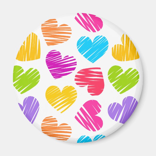 Girly pastel love hearts pattern magnet (Front)