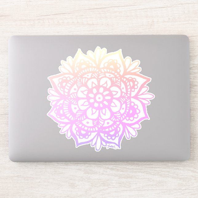 Girly Pastel Mandala Flower Sticker (Computer)