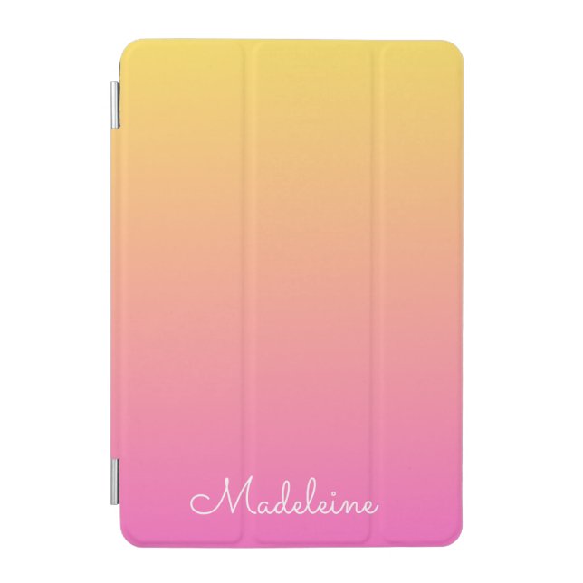 Girly Pastel Ombre Yellow and Pink Gradient iPad Mini Cover (Front)