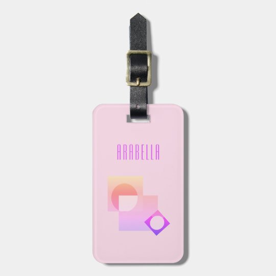 Girly Pastel Pink Abstract Geometric Shapes Luggage Tag Zazzle Com