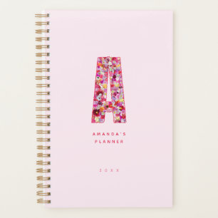 Girly Pastel Pink Floral Monogram Personalized Planner