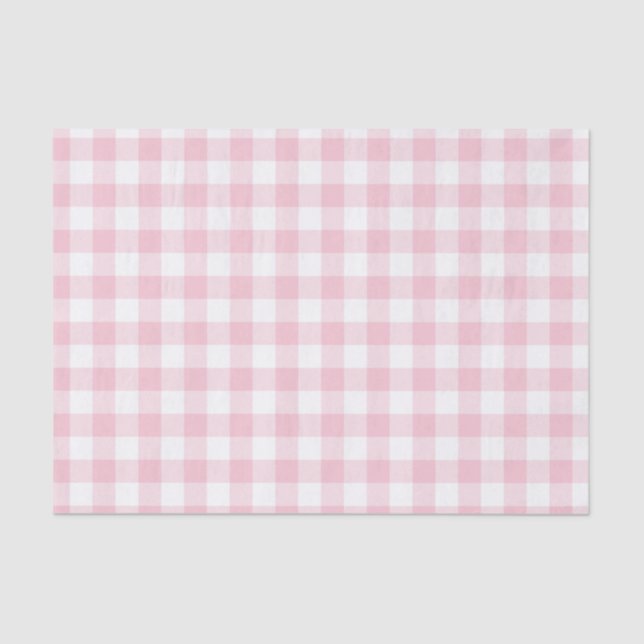 Girly Pastel Pink Gingham Plaid Tissue Paper (Front)