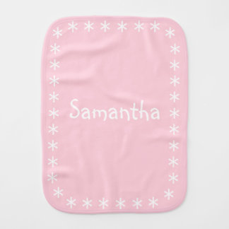 Girly Pastel Pink Girl Baby Burp Cloth with Name