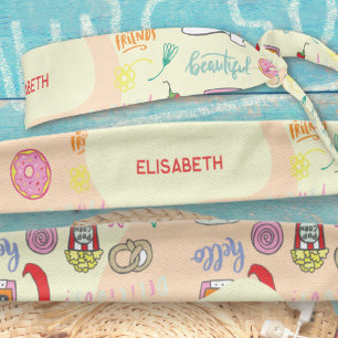 Girly Pastel Pink Kawaii Doodle Tie Headband