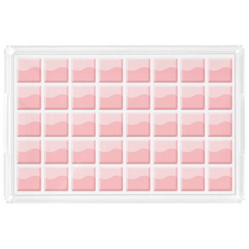 Girly Pastel Pink White Faux Square Tiles Pattern Acrylic Tray
