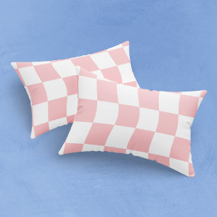 Girly Pastel Pink White Wavy Checker Pillow Case