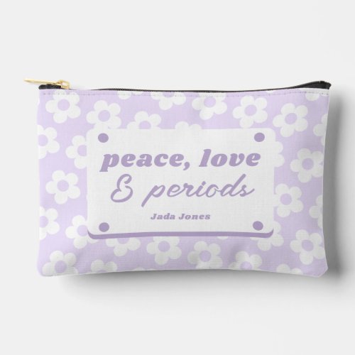 Girly Pastel Purple Floral Pattern Period Accessory Pouch
