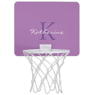 Girly Pastel Purple Script Monogram Personalized Mini Basketball Hoop