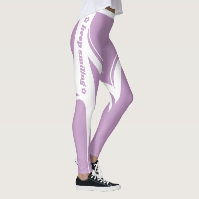 Girly Pastel Purple White Heart Butt Slogan Leggings (Right)