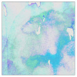 Girly Pastel Teal and Blue Watercolor Paint Drips Fabric