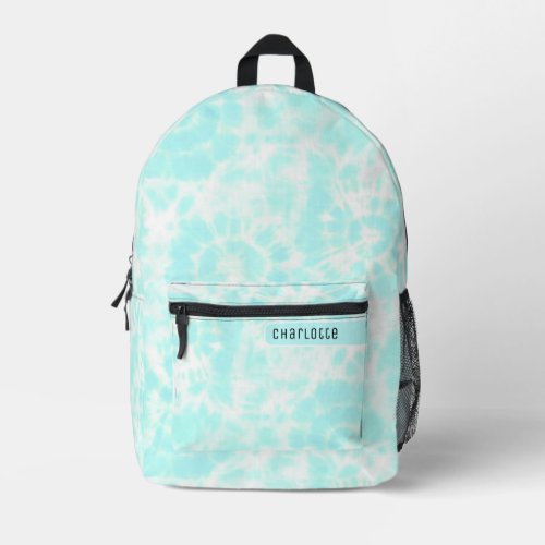 Girly Pastel Teal Blue White Shibori Pattern Cool Printed Backpack