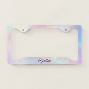 girly pastel unicorn watercolor abstract art license plate frame