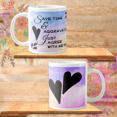 Girly Pastel Watercolor Sarcastic Typography Quote Giant Coffee Mug