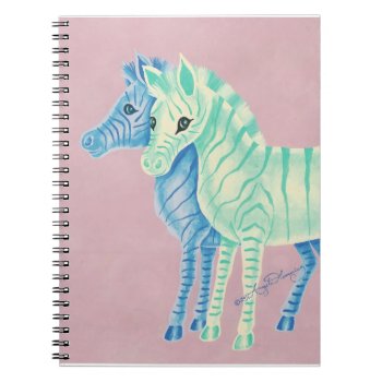Girly Pastel Zebras With Blue Stripes Notebook by ArtsyKidsy at Zazzle