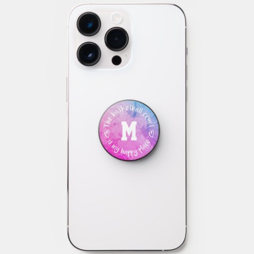 girly pastels basketball court my happy place PopSocket