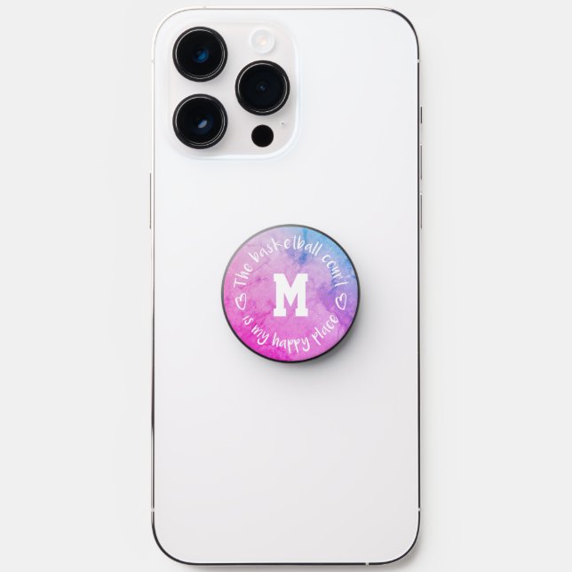 girly pastels basketball court my happy place PopSocket (Front)