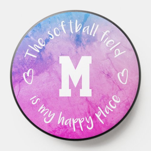 girly pastels softball field my happy place PopSocket