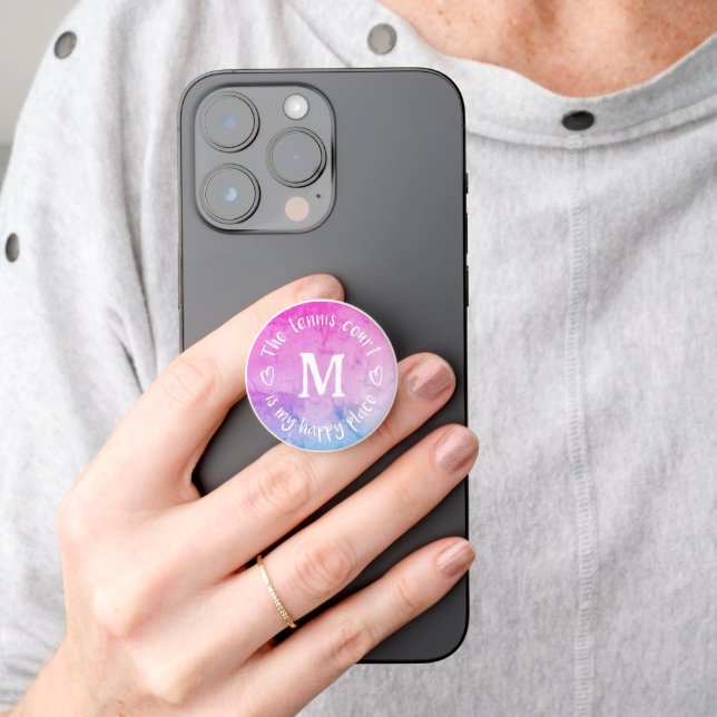 girly pastels tennis court my happy place PopSocket (Hand)