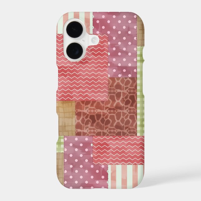 Girly Patchwork Country Style Quilt Block Pattern Iphone Case (Back)