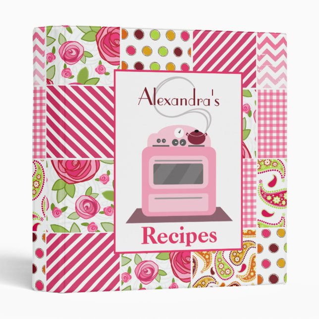 Girly Patchwork Recipe Binder (Front/Spine)