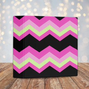 girly pattern zigzag fuchsia hot pink chevron 3 ring binder