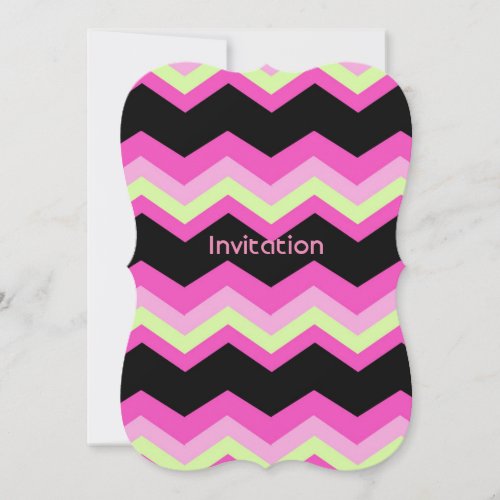 girly pattern zigzag fuchsia hot pink chevron invitation