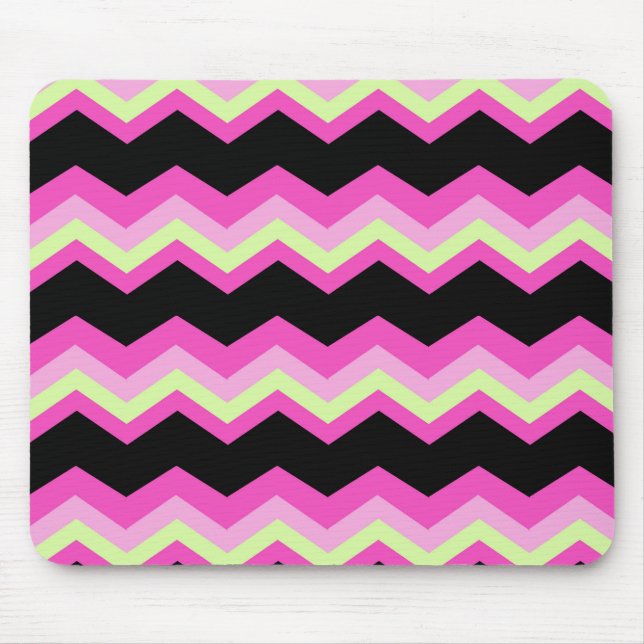 girly pattern zigzag fuchsia hot pink chevron mouse pad (Front)