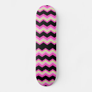 girly pattern zigzag fuchsia hot pink chevron skateboard