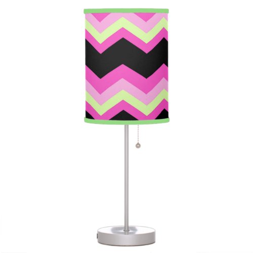 girly pattern zigzag fuchsia hot pink chevron table lamp