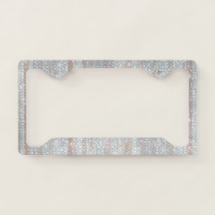 Girly Peach Blush White Stripes Abstract License Plate Frame