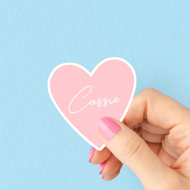 Girly Peach Colored Heart Sticker with Name (Creator Uploaded)