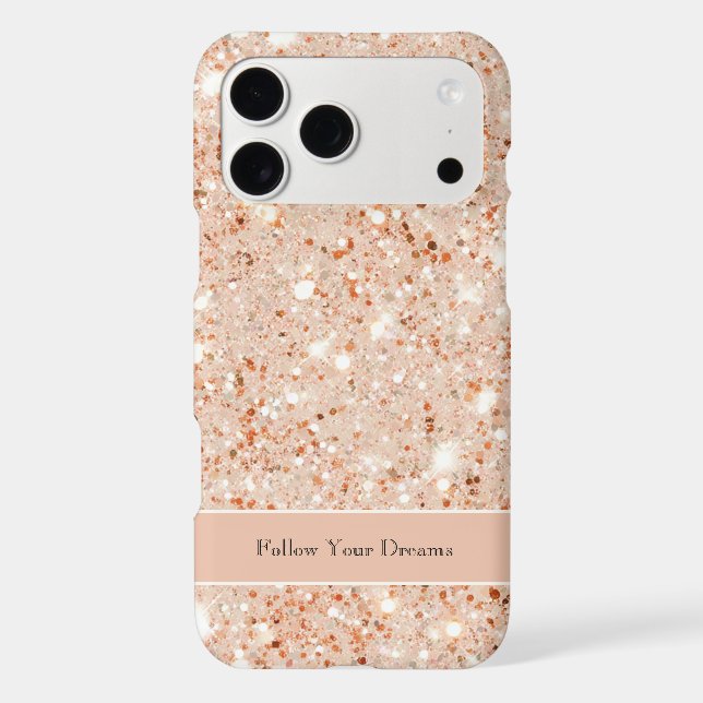 Girly Peach Glitter Dreams iPhone Case (Back)
