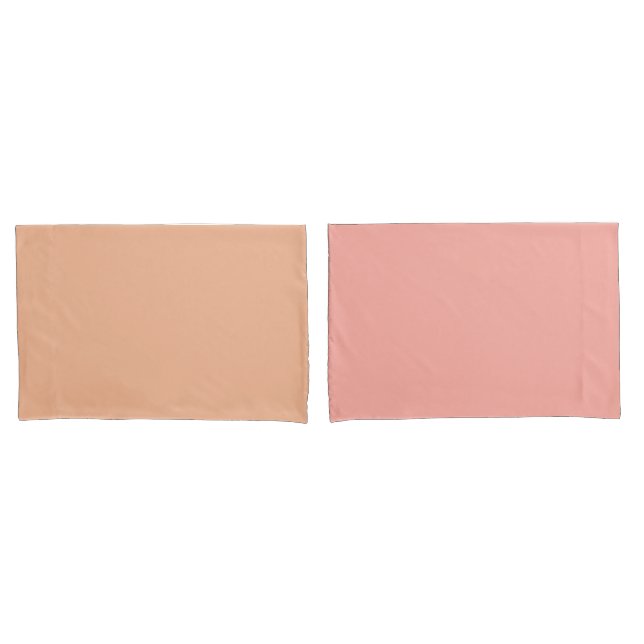 Girly Peach Orange Minimalist Reversible  Pillow Case (Front-Set)