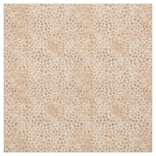 Girly Peach Pink Gold Glam Leopard Print Fabric