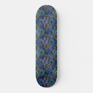 Girly Peacock Feathers Butterfly Fantasy  Skateboard