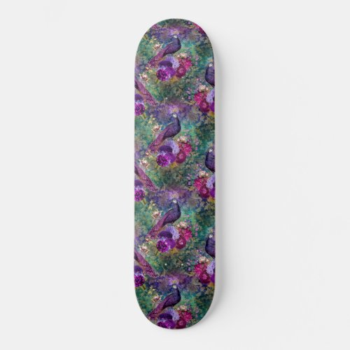 Girly Peacock Pink Purple Fantasy Skateboard
