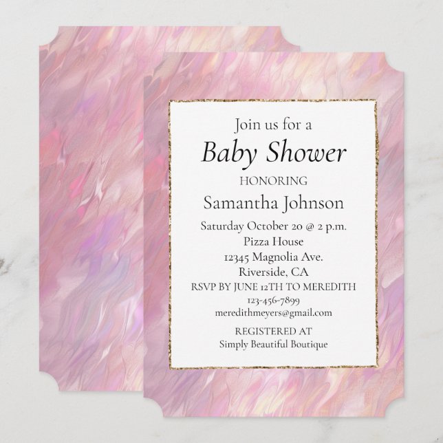 Girly Pearl Pink Blush Baby Shower Invitation (Front/Back)