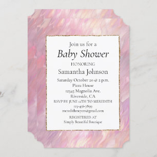 Girly Pearl Pink Blush Baby Shower Invitation