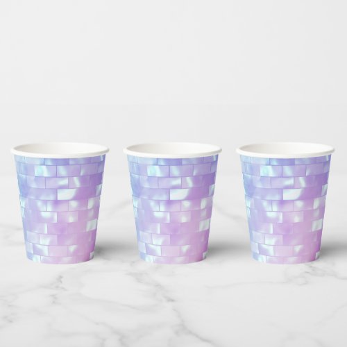 Girly pearl shimmer sparkly iridescent beach paper cups