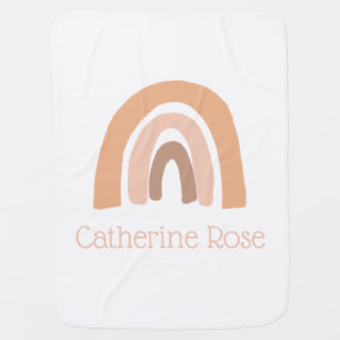 girly personalized boho pastel rainbow girl baby blanket