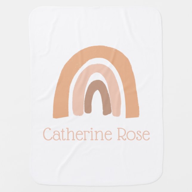 girly personalized boho pastel rainbow girl baby blanket (Front)