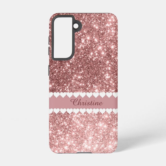 Girly Personalized Faux Gliiter Pink Samsung Galaxy Case (Back)