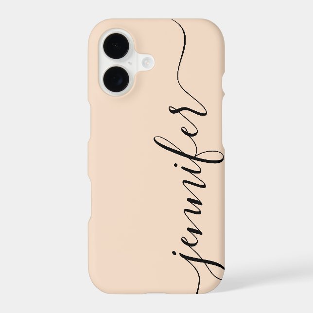 Girly Personalized Name, Fancy Script, Linen/Black Iphone Case (Back)