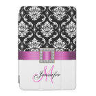 Girly Personalized Pink Black Damask Pattern