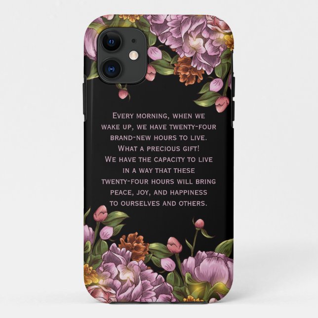 Girly Personalized Pink Peony Floral Case-Mate iPhone Case (Back)