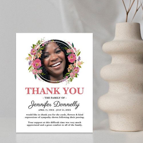 Girly Photo Funeral Thank You Card