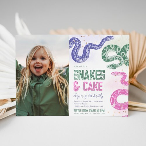 Girly Photo Snake Birthday Invitations